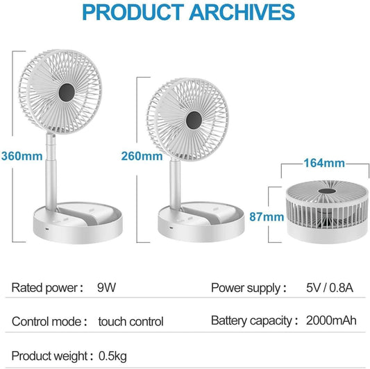 Glowitup Powerful Rechargeable High Speed Table Desk Fan