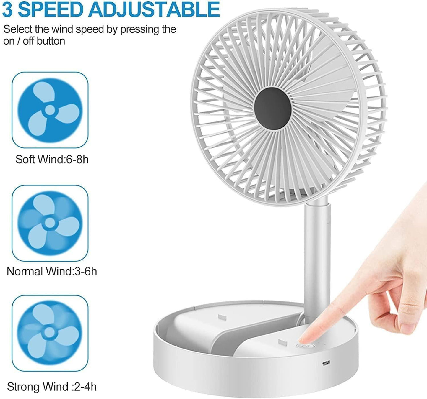 Glowitup Powerful Rechargeable High Speed Table Desk Fan